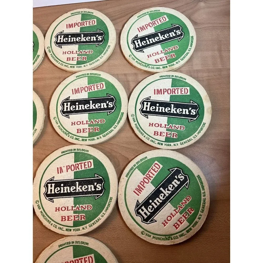 Vintage HEINEKEN Green Biere Bier Beer Coasters Bar Pub Tavern Holland (10)